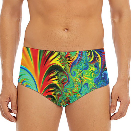 Psychedelic Fractal Print Men's Triangle Swim Briefs