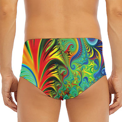 Psychedelic Fractal Print Men's Triangle Swim Briefs