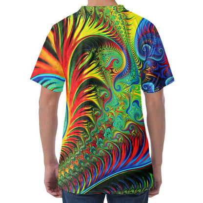 Psychedelic Fractal Print Men's Velvet T-Shirt