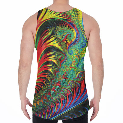Psychedelic Fractal Print Men's Velvet Tank Top