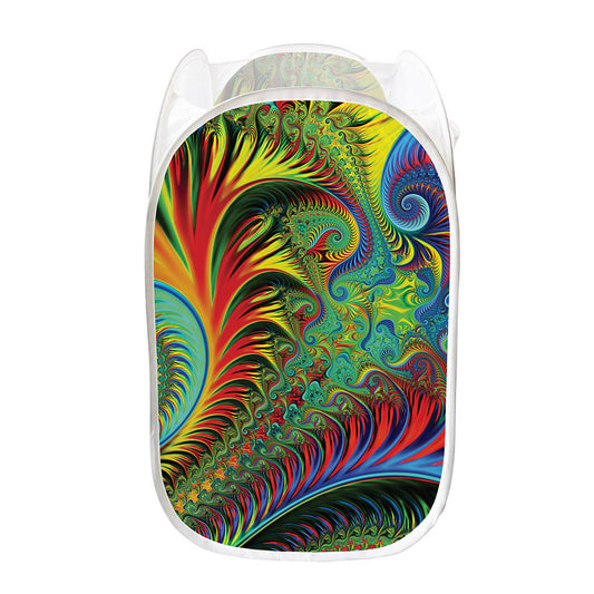 Psychedelic Fractal Print Mesh Laundry Hamper
