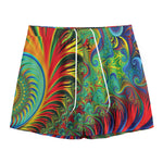 Psychedelic Fractal Print Mesh Shorts