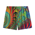 Psychedelic Fractal Print Mesh Shorts