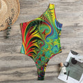 Psychedelic Fractal Print One Shoulder Bodysuit