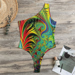 Psychedelic Fractal Print One Shoulder Bodysuit