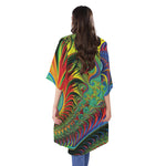 Psychedelic Fractal Print Open Front Beach Cover Up