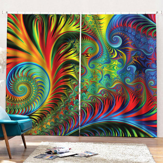 Psychedelic Fractal Print Pencil Pleat Curtains