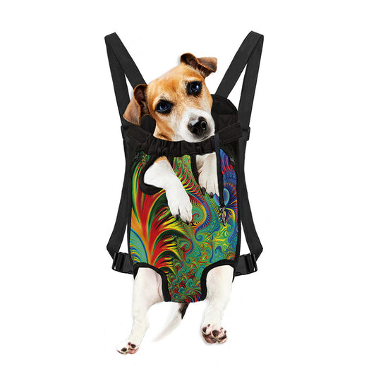 Psychedelic Fractal Print Pet Carrier Backpack