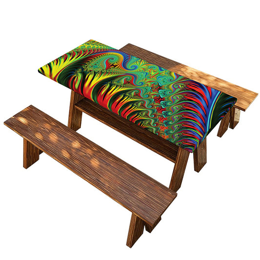 Psychedelic Fractal Print Picnic Table Cover