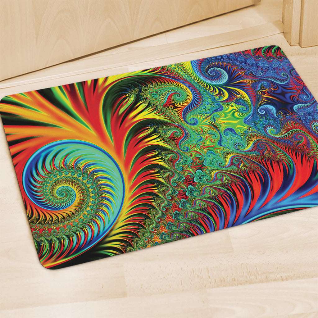 Psychedelic Fractal Print Polyester Doormat