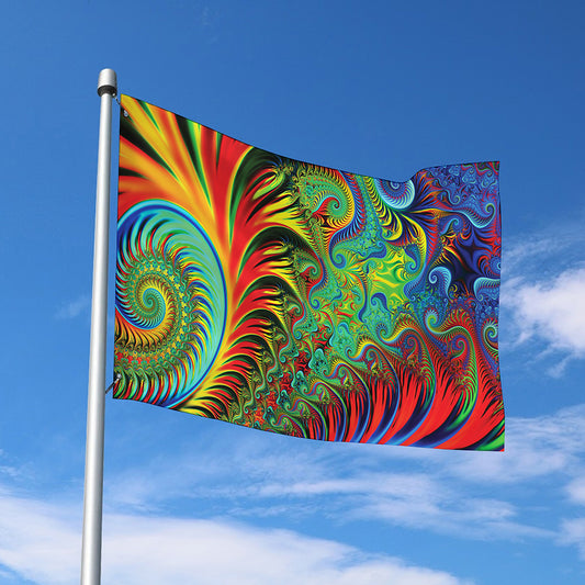 Psychedelic Fractal Print Polyester Flag