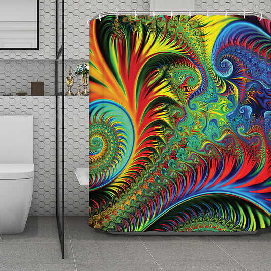 Psychedelic Fractal Print Polyester Shower Curtain
