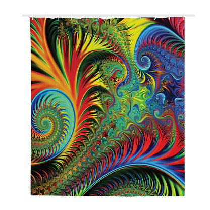 Psychedelic Fractal Print Polyester Shower Curtain