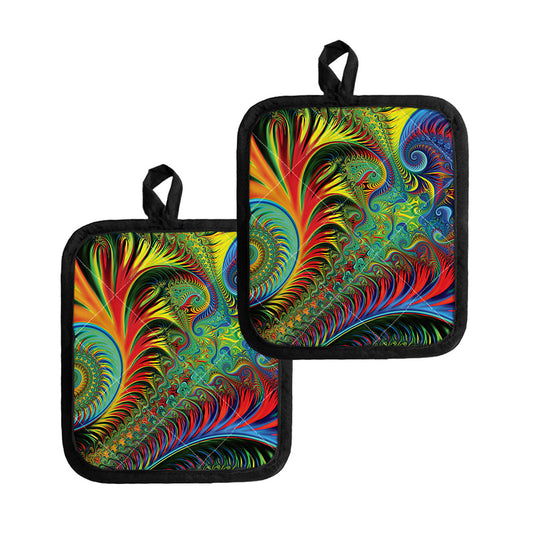 Psychedelic Fractal Print Pot Holders