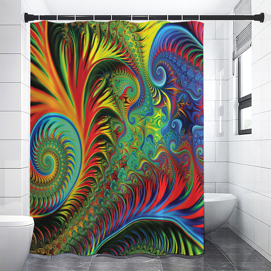 Psychedelic Fractal Print Premium Shower Curtain
