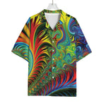 Psychedelic Fractal Print Rayon Hawaiian Shirt