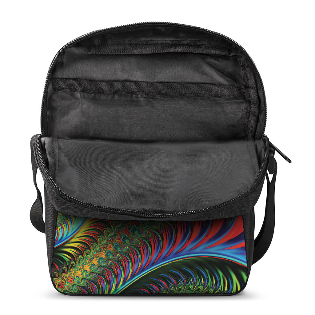 Psychedelic Fractal Print Rectangular Crossbody Bag