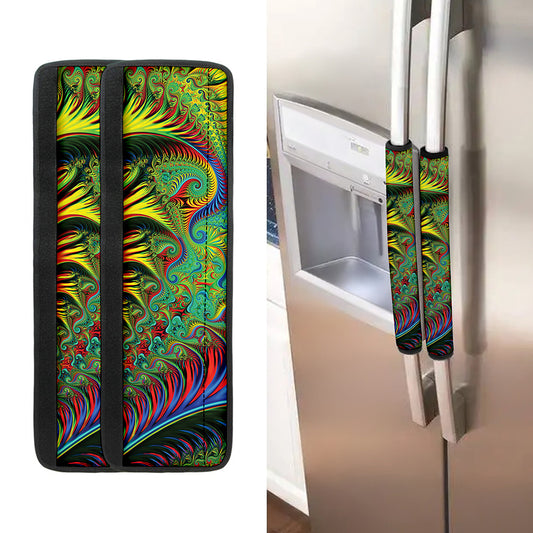 Psychedelic Fractal Print Refrigerator Handle Covers