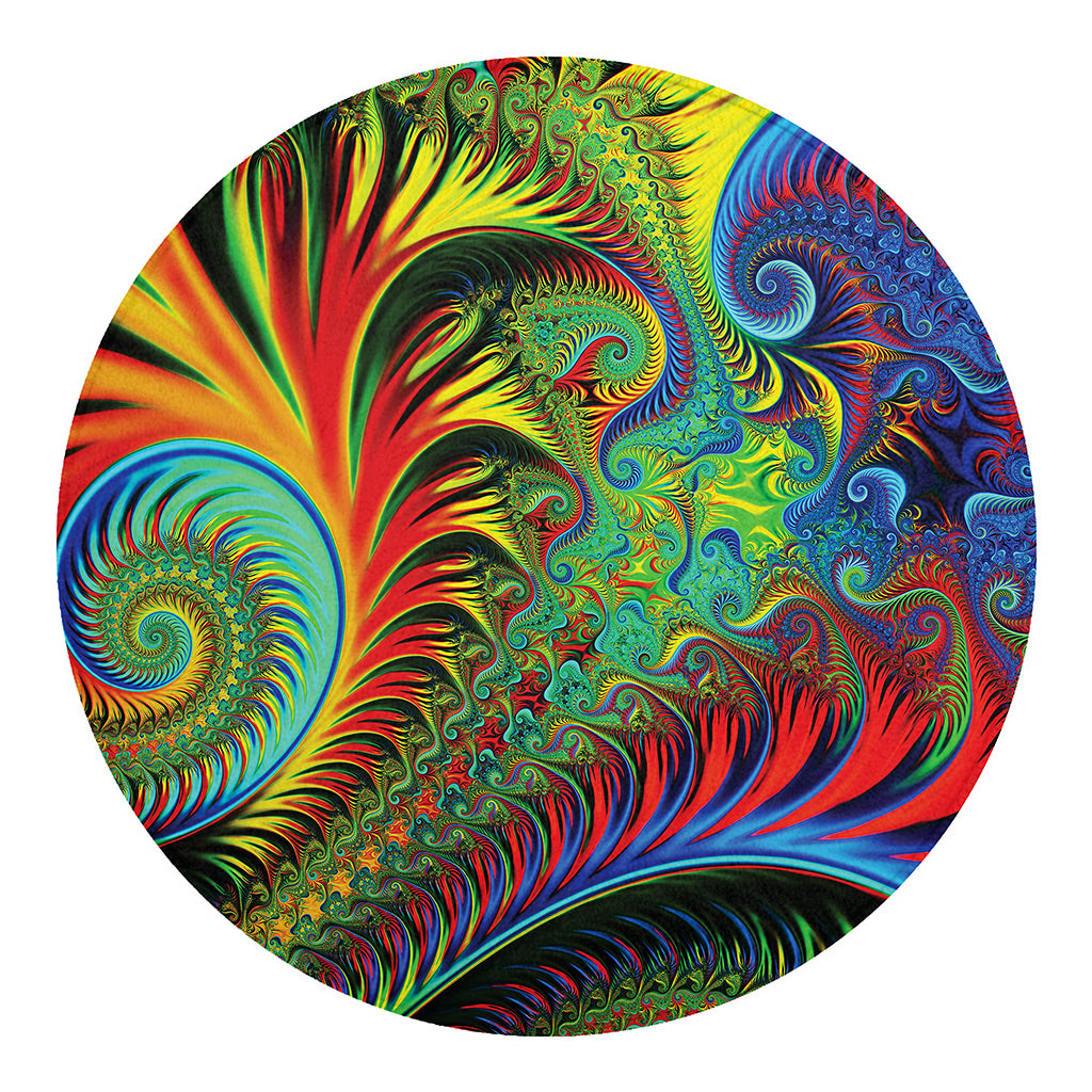 Psychedelic Fractal Print Round Blanket