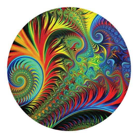 Psychedelic Fractal Print Round Blanket
