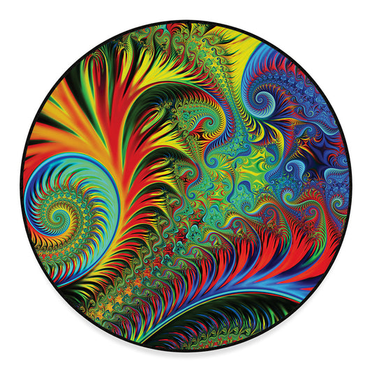 Psychedelic Fractal Print Round Floor Mat