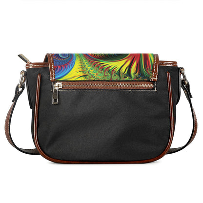 Psychedelic Fractal Print Saddle Bag