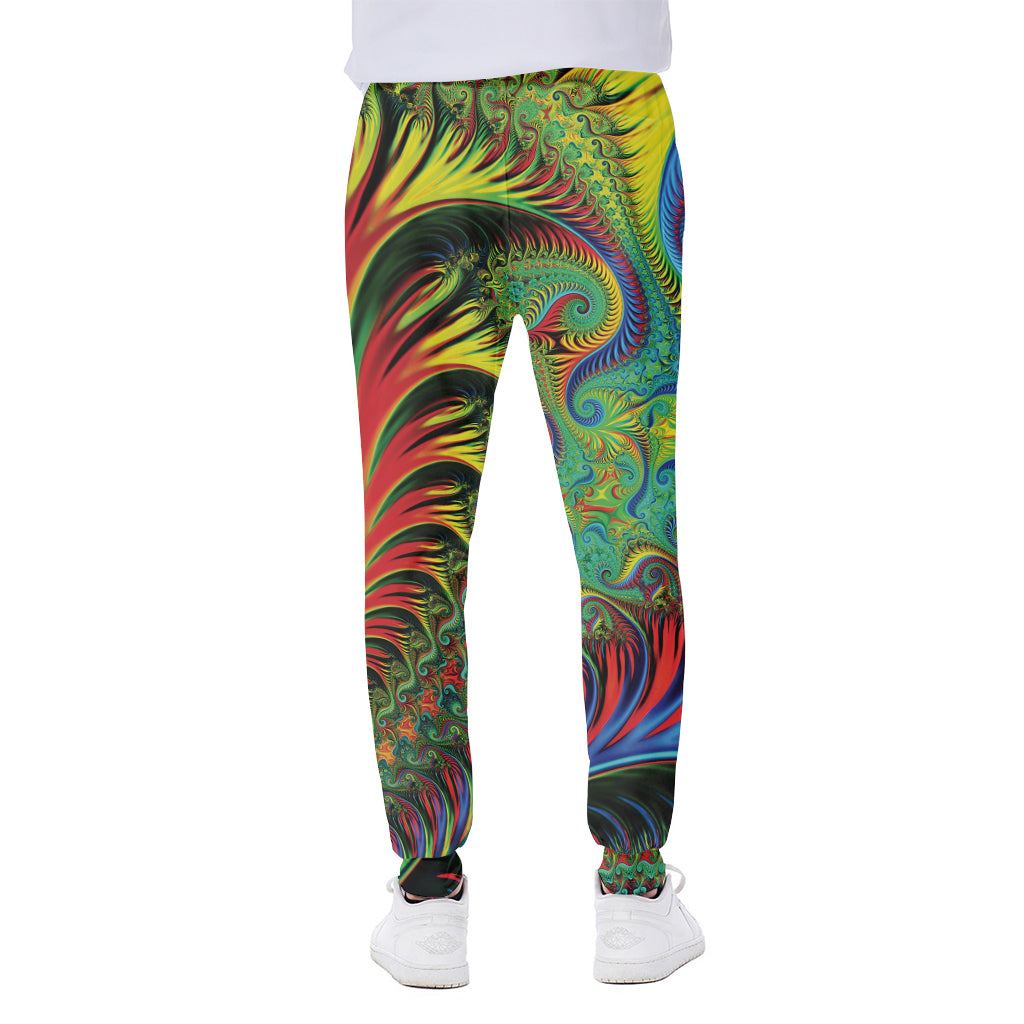 Psychedelic Fractal Print Scuba Joggers