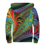 Psychedelic Fractal Print Sherpa Lined Zip Up Hoodie