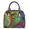 Psychedelic Fractal Print Shoulder Handbag