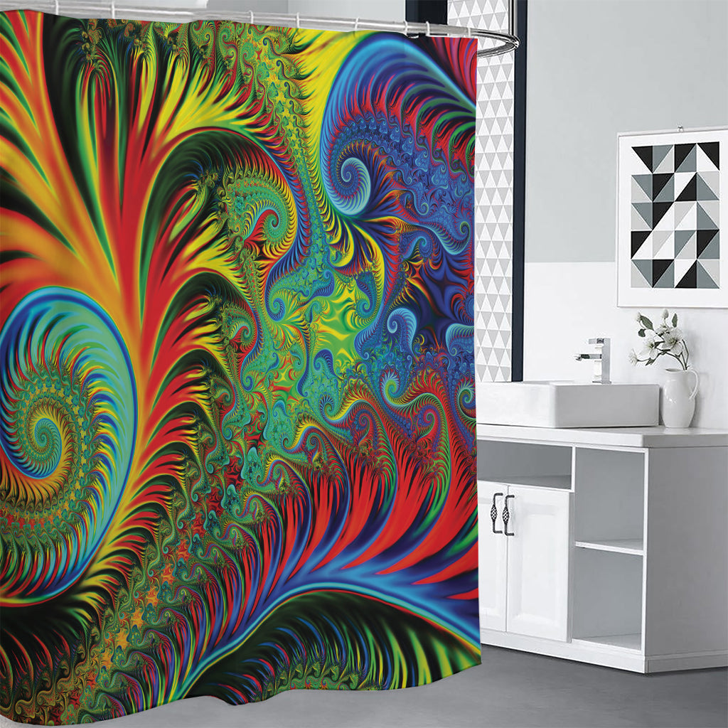 Psychedelic Fractal Print Shower Curtain