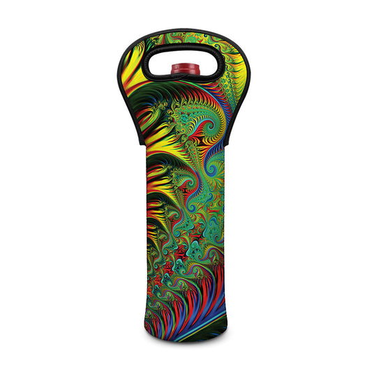 Psychedelic Fractal Print Single Neoprene Wine Tote