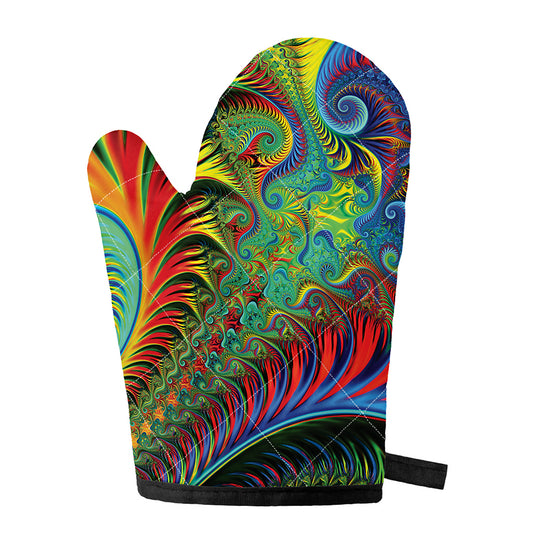 Psychedelic Fractal Print Single Oven Mitt