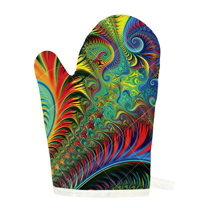 Psychedelic Fractal Print Single Oven Mitt