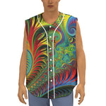 Psychedelic Fractal Print Sleeveless Baseball Jersey