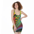 Psychedelic Fractal Print Sleeveless Bodycon Dress