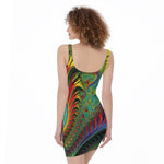 Psychedelic Fractal Print Sleeveless Bodycon Dress