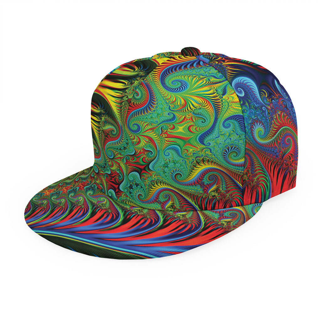 Psychedelic Fractal Print Snapback Cap