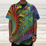 Psychedelic Fractal Print Textured Short Sleeve Shirt