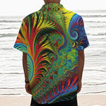 Psychedelic Fractal Print Textured Short Sleeve Shirt