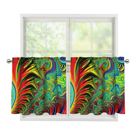 Psychedelic Fractal Print Tier Curtains