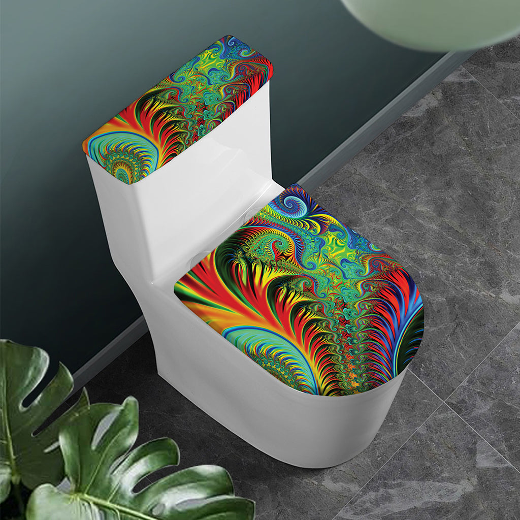 Psychedelic Fractal Print Toilet Lid And Tank Cover Set