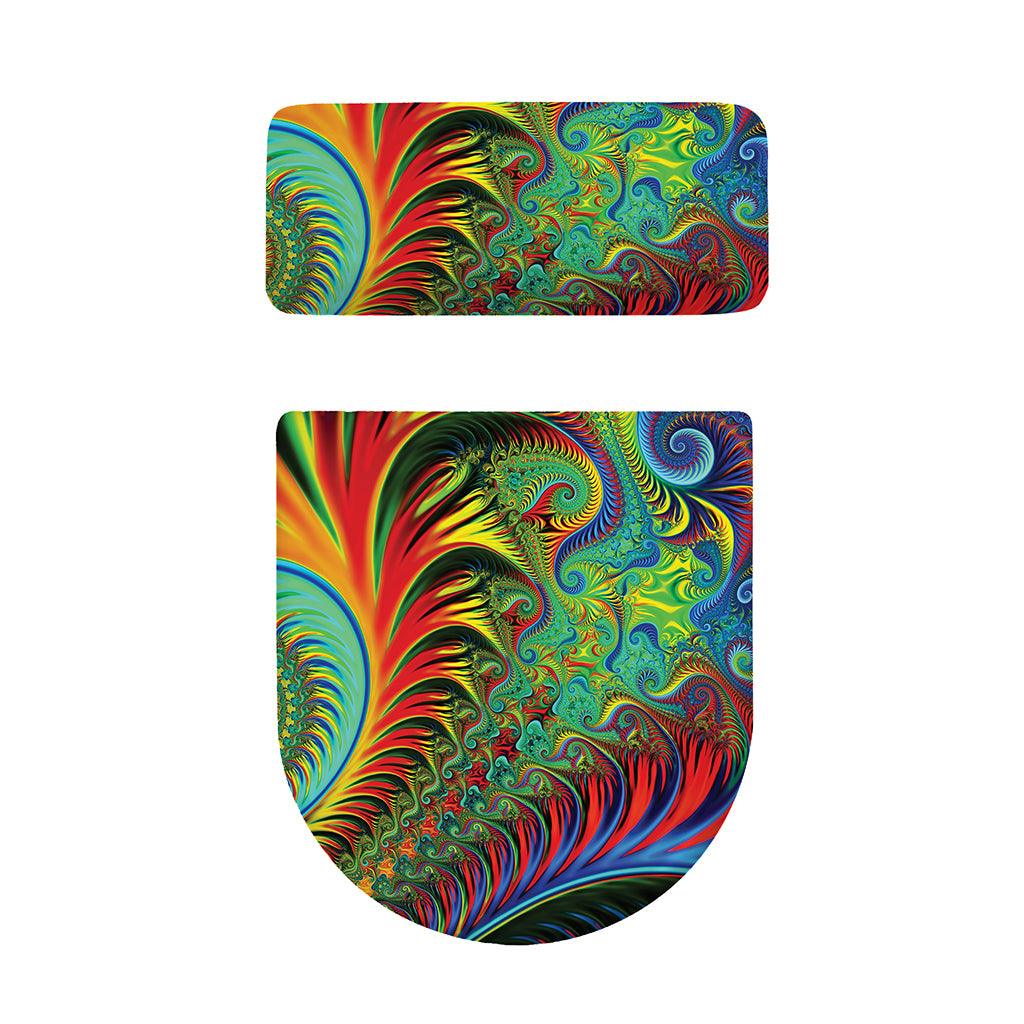 Psychedelic Fractal Print Toilet Lid And Tank Cover Set