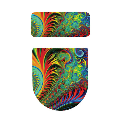Psychedelic Fractal Print Toilet Lid And Tank Cover Set
