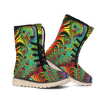 Psychedelic Fractal Print Winter Boots
