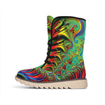 Psychedelic Fractal Print Winter Boots