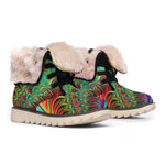 Psychedelic Fractal Print Winter Boots