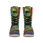 Psychedelic Fractal Print Winter Boots