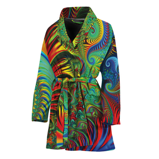Psychedelic Fractal Print Women's Bathrobe