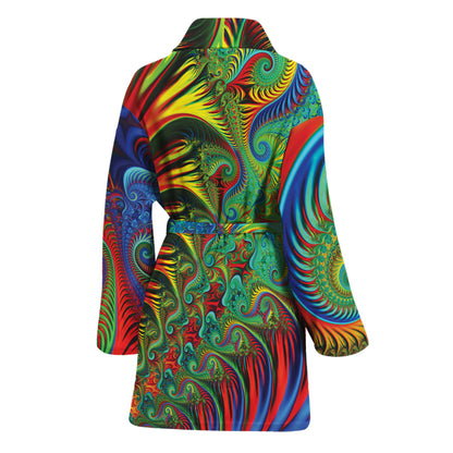 Psychedelic Fractal Print Women's Bathrobe