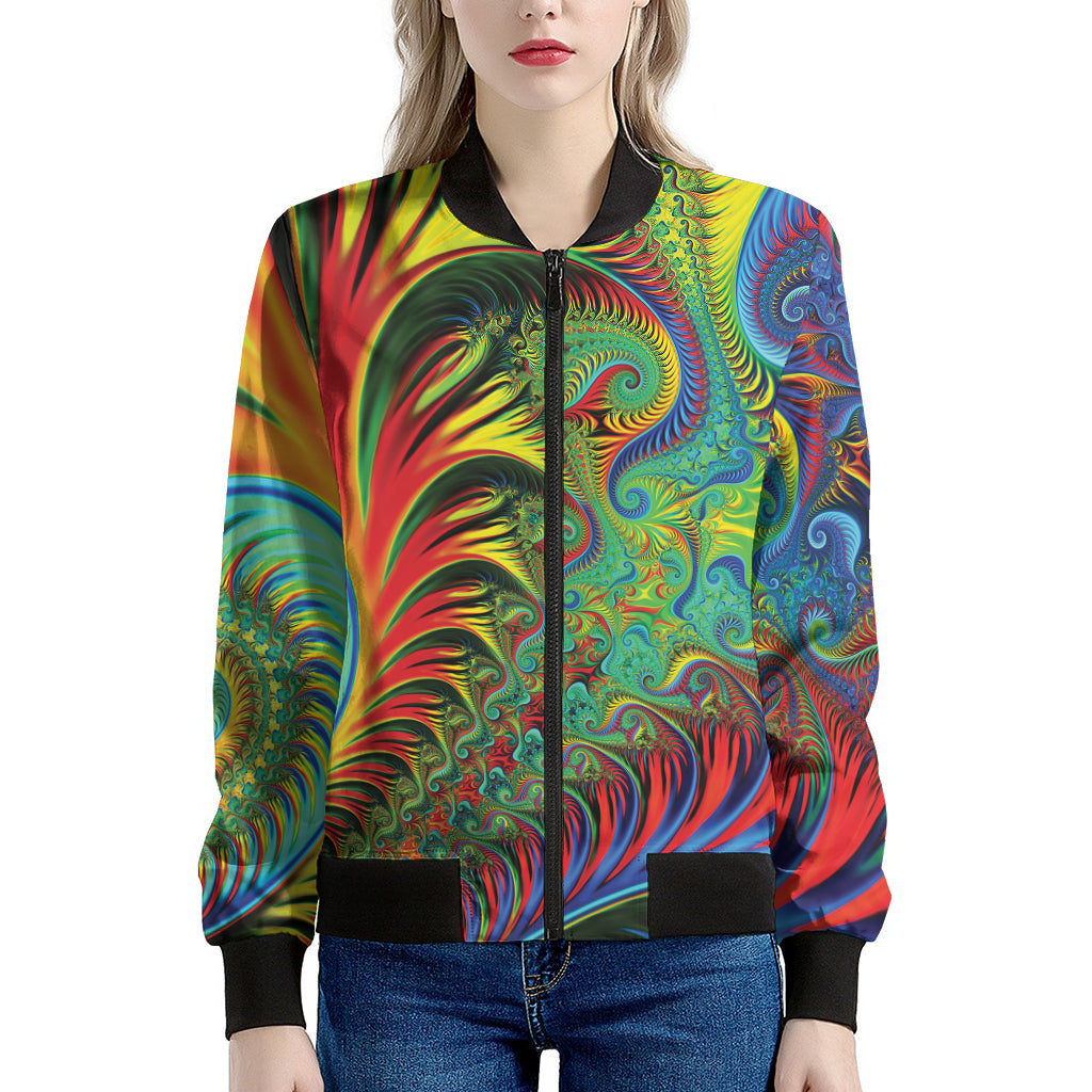 Psychedelic Fractal Print Women's Bomber Jacket